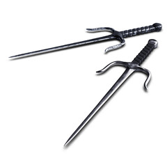 Pair of Sai - traditional okinawan weapon on a white background 3d illustration
