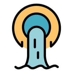 Hydro power pipe icon. Outline hydro power pipe vector icon color flat isolated