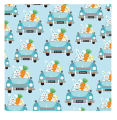 Obraz premium Easter car. bunny, carrot and egg pattern for easter card, gift wrap