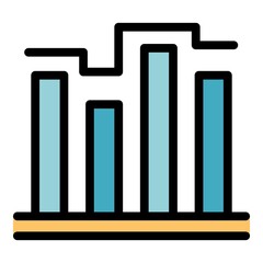 Bar chart icon. Outline bar chart vector icon color flat isolated