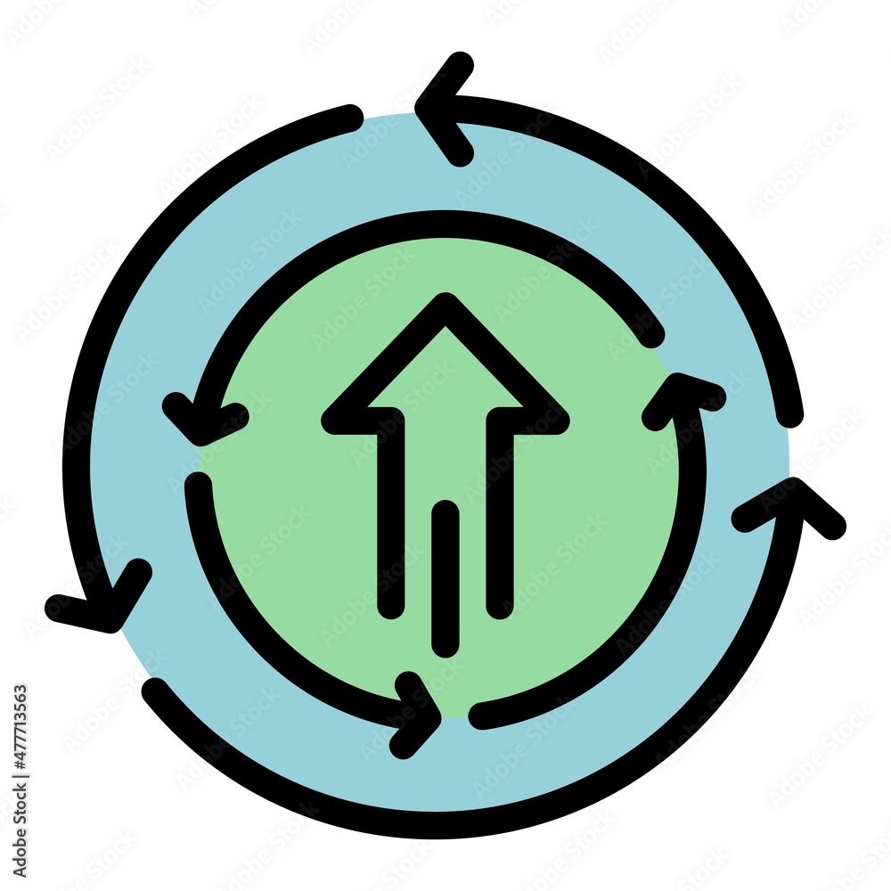 Poster arrow circle flow icon. outline arrow circle flow vector icon color flat isolated