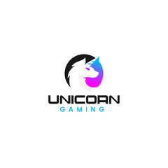 Modern colorful UNICORN GAMING fantasy logo design