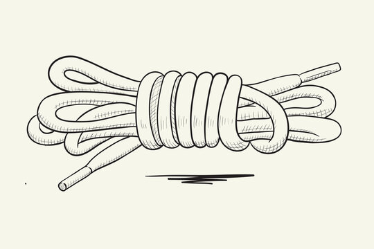 Lacing shoes knot. Hand drawn vector illustration.