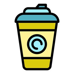 Tea eco glass icon. Outline tea eco glass vector icon color flat isolated