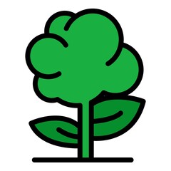 Farm cotton icon. Outline farm cotton vector icon color flat isolated