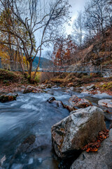 Landscape of a small mountain river in the Pyrenees in the Aran valley Lleida Catalonia Spain