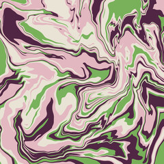 Fluid art texture. Abstract background with swirling paint effect.  Liquid acrylic picture that flows and splashes. Mixed paints for interior poster. Green, brown, pink and beige iridescent colors. 
