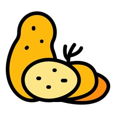 Farm potatoes icon. Outline farm potatoes vector icon color flat isolated