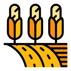 Farm corn land icon. Outline farm corn land vector icon color flat isolated