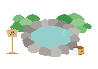 露天風呂のイラスト
