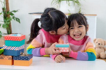 happy family with christmas gift