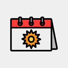 Summertime icon vector illustration in filled line style about calendar and date, use for website mobile app presentation