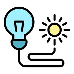 Sun eco innovation icon. Outline sun eco innovation vector icon color flat isolated