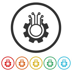 Tech Process icon in flat style isolated on white background, color set