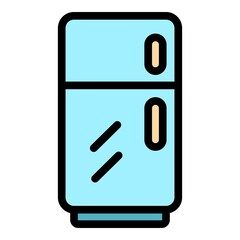 Fridge consumption icon. Outline fridge consumption vector icon color flat isolated