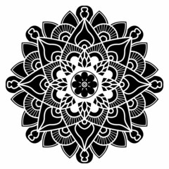 Mandalas. Oriental Indian, Chinese style. Circled elements for design. Isolated floral pattern on a white background. Black mandala without outline