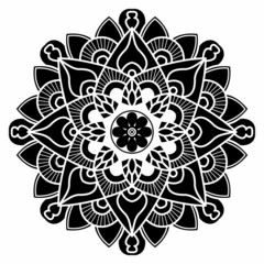 Mandalas. Oriental Indian, Chinese style. Circled elements for design. Isolated floral pattern on a white background. Black mandala without outline
