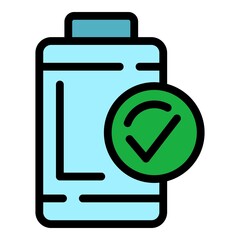 Full battery icon. Outline full battery vector icon color flat isolated