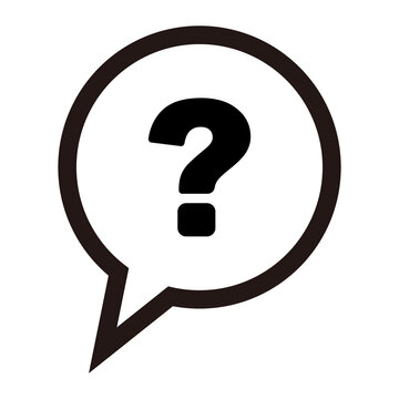 A question mark icon inside a speech balloon icon. Vectors.