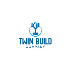 Fototapeta na wymiar Modern TWIN BUILD COMPANY interior logo design