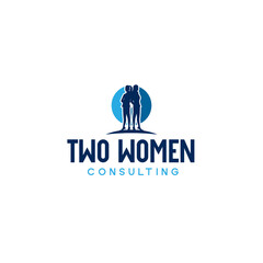 Modern silhouette TWO WOMEN human logo design