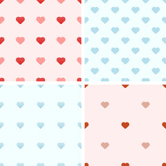 A set of seamless patterns with hearts. Pattern for bed linen, decorative paper, packaging for Valentine's Day.