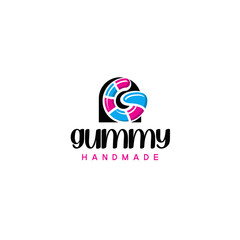 Flat initial G GUMMY HANDMADE cute logo design