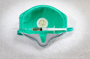 Mask with antivirus filter, with syringe