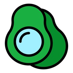 Avocado icon. Outline avocado vector icon color flat isolated