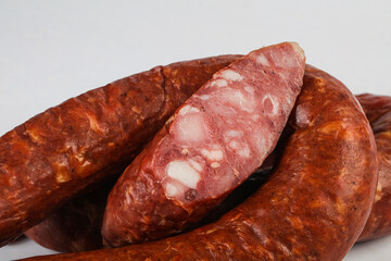 Natural meat sausages with minced meat