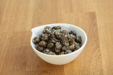 Salted marinated capers snack appetiser