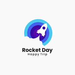 Vector Logo Illustration Rocket Simple Mascot Style.