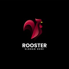 Vector Logo Illustration Rooster Gradient Colorful Style.