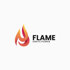 Vector Logo Illustration Flame Gradient Colorful Style.