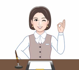 作業着を着た若い女性