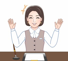 作業着を着た若い女性