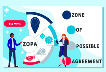 ZOPA - Zone Of Possible Agreement  acronym. business concept background.  vector illustration concept with keywords and icons. lettering illustration with icons for web banner, flyer, landing pag