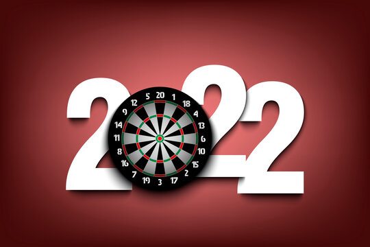 New Year numbers 2022 and dartboard on an isolated background. Design pattern for greeting card, banner, poster. Vector illustration