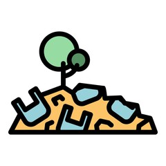 Waste in nature icon. Outline waste in nature vector icon color flat isolated