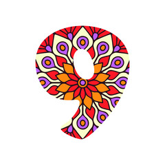 colorful number mandala design