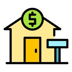 Agent house sale icon. Outline agent house sale vector icon color flat isolated