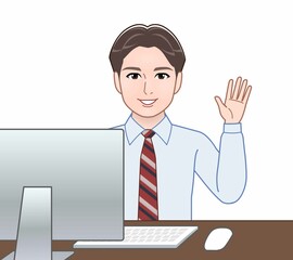 水色のYシャツを着た若い男性