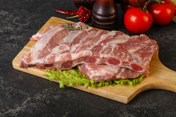 Raw pork ribs for cooking