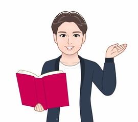 カーディガンを着た大学生男性