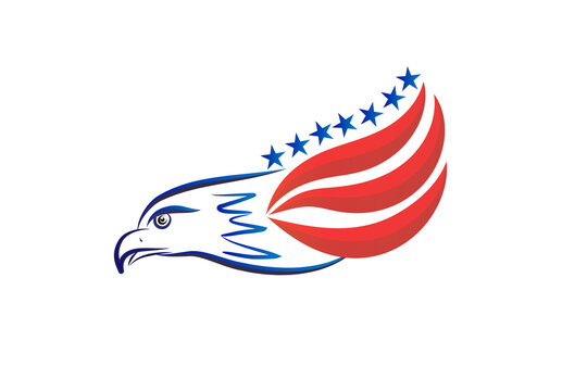 Bald Eagle fly USA Symbol Logo icon vector graphic image design logotype template