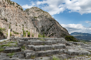 The remains of the steps of an ancient Greek temple