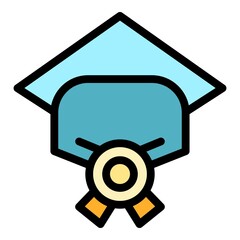 Master degree icon. Outline master degree vector icon color flat isolated