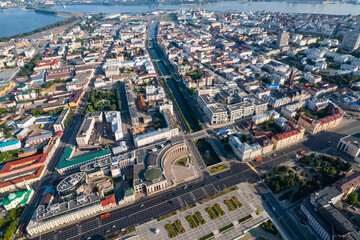 Fototapeta na wymiar Panoramic aerial top view of Kazan republic of Tatarstan Russia