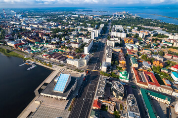 Fototapeta premium Panoramic aerial top view of Kazan republic of Tatarstan Russia