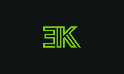 Initial letter KE uppercase modern lines logo design template elements. Logo Design.